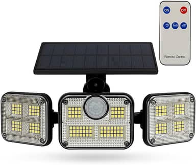 Luminária Solar Led Parede Refletor Fotovoltaica com Sensor de Movimento Luminária Solar 3000mAh à Prova D’Água com Controle Remoto Holofote com Painel Área Externa Dobravel.