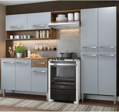 Cozinha Compacta Madesa Emilly Pop Com Armário e Balcão - Rustic/cinza