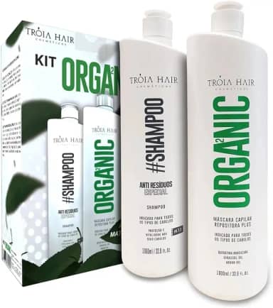 Escovas Semi Definitiva Troia Hair Organica 2 X 1000ml Cabelo Liso Sem Formol Em 12x S/Juros