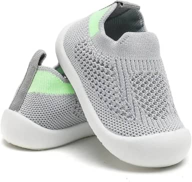 Tênis Sapatinho Meia Infantil Antiderrapante para Primeiros Passos, Bebê 0-36 Meses, Malha Flexível, Ultra Leve 28g, Unissex, Cinza, Azul, Rosa ou Amarelo