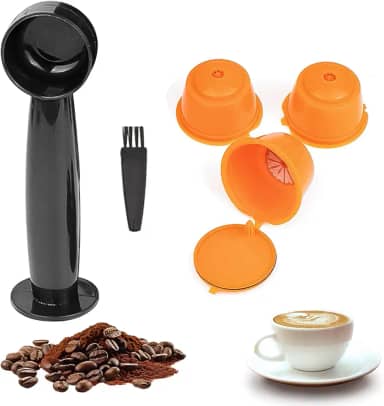 Cápsula Recarregável Compatível com Máquina DolceGusto + Colher Dupla Função para Pó de Café Laranja (Laranja)