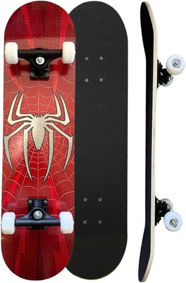Skate Infantil Semi Profissional Juvenil Montado Completo Radical Skateboard Criança Shape com Lixa - Arte de Rua - Spider Aranha
