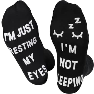 Presentes de aniversário para pai, homens, marido, avô, mulher, ideia de Dia dos Pais, Natal, não estou dormindo, meias engraçadas, Meias de cílios, G