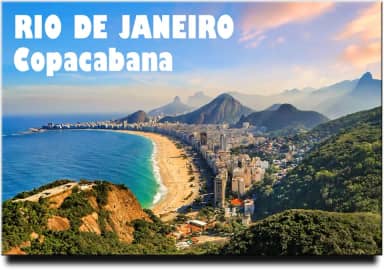 Imã de geladeira Rio de Janeiro Brasil lembrança de viagem Copacabana