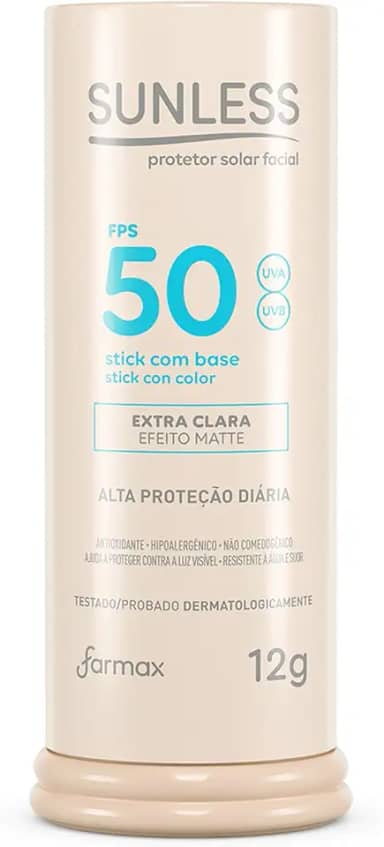 Sunless Protetor Stick Com Base Extra Clara Fps50 Sunless 12G
