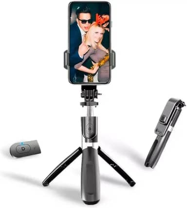 Bastão Pau de Selfie Bluetooth com Tripé e Controle Remoto - Compatível com Android e iOS, Ajustável, Leve e Portátil, Ideal para Fotos e Vídeos