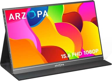 Monitor portátil ARZOPA, monitor de laptop FHD 15,6'' 1080P USB C HDMI, tela de computador HDR Eye Care, tela externa com capa inteligente para Mac Phone Xbox PS5-S1 Table