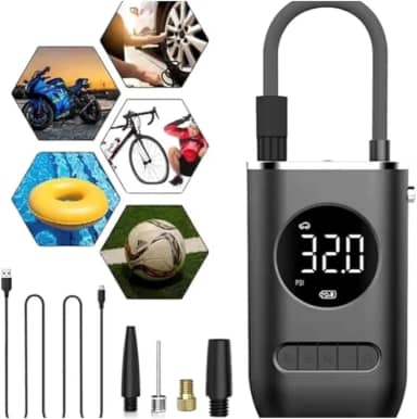 Calibrador de Pneus Digital Portátil – Compressor de Ar Premium Recarregável com Lanterna LED para Carro, Moto e Bike