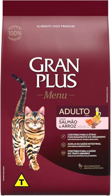 Granplus Ração Para Gatos Adultos Gran Plus Salmão E Arroz 3Kg