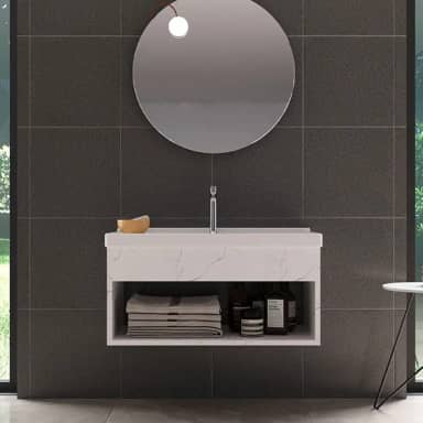 Gabinete com Cuba para Banheiro 100% MDF Zoff Marmorizado Branco