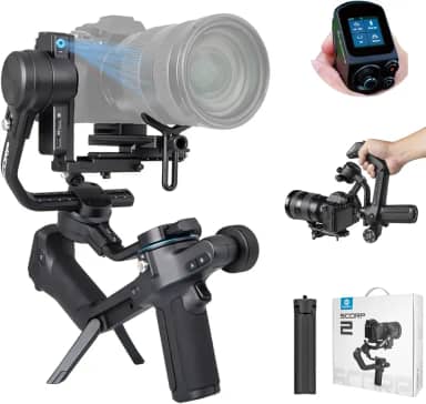 Fei-yu Tech SCORP 2 Gimbal Stabilizer DSLR e câmera sem espelho, rastreamento de IA integrado, Gimbal de 3 eixos para Sony/Canon/Nikon/Fujifilm/Panasonic, tela sensível ao toque, fotografia vertical