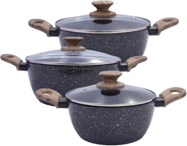 Jogo Panelas Caçarolas Indução 3 Peças Antiaderente Grafite Cerâmica Resistente Cozinha Completa