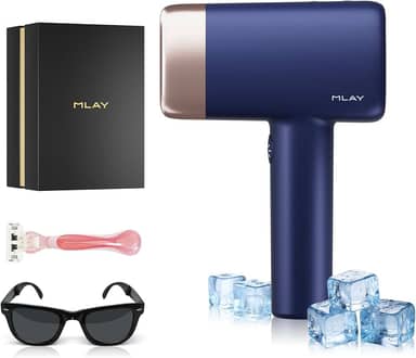 Depilador a Laser IPL MLAY T14 com Sistema de Resfriamento, Cabeça Substituível, Aprovado pela ANVISA, 1,5 Milhão de Flashes, Depilação Indolor e Eficaz para Corpo e Rosto(Azul)