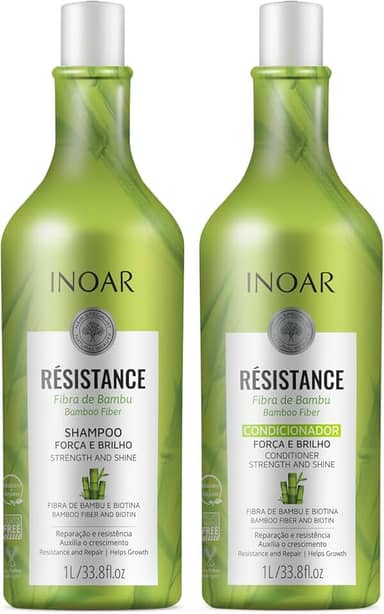Inoar, Kit Resistance Bambu – Shampoo e Condicionador 1L, Fortalecimento e Crescimento Capilar, Hidratação e Brilho, Para Cabelos Danificados ou Quebradiços