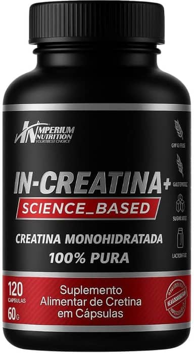 CREATINA 120 CÁPSULAS MONOHIDRATADA - IN-CREATINA+ EM CÁPSULAS DA IMPERIUM NUTRITION PARA HOMENS E MULHERES