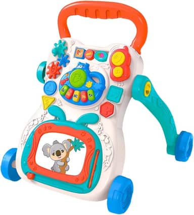 Andador de Empurrar Infantil Brinquedo Educativo com Teclado Musical e Lousa Mágica para Bebê