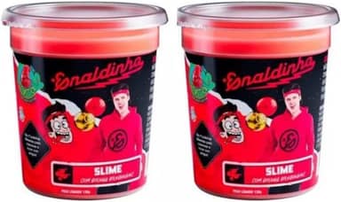 Kit de Slime Lojas Q2 Enaldinho Youtuber com Bolinha Surpresa - Vermelho, Não Obtido - 2 Potes de Slime com Bolinha Surpresa - Infantil Unissex