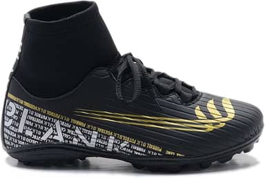 Chuteira Society Botinha Preto Dourado, Cano Alto com Solado Costurado Original