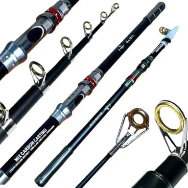 VARA DE PESCA PESCARIA PRAIA COSTAO PESADA TELESCOPICA P/MOLINETE ALTO MAR HASDA 3.6M - 10-40LB - EM CARBONO E ALUMINIO - COSTEIRA - PEIXE GRANDE - PESQUEIRO