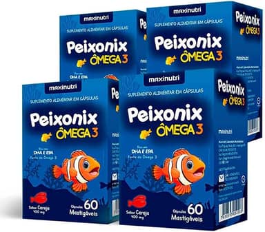 4x Peixonix Ômega 3 Kids Infantil Mastigável Cereja 60 Caps