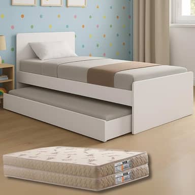 Bicama Solteiro Bibox Cama com Auxiliar e Colchões Guarda-Costas (Colchões D33 Gold Sensor)