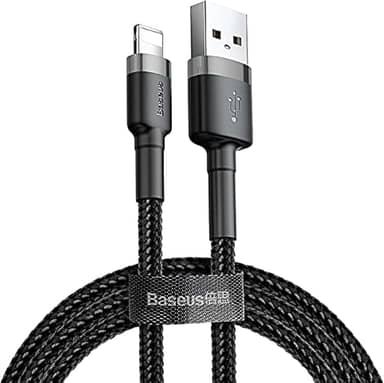 Cabo de carregamento e cabo de transferência de dados da série Baseus Cafule, USB-A e Lightning 1.5 A, 2 Meter, cinza - preto