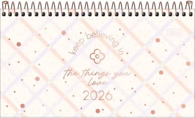 Tilibra - Agenda Espiral Semanal de Bolso 16,7 x 8,9 cm Soho 2026 - Fundo Bege com Xadrez