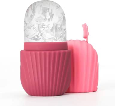 Massageador de rolo de gelo para rosto e pescoço, molde de gelo de silicone reutilizável para refrescar a pele, ferramenta natural de cuidados com a pele (vermelho)