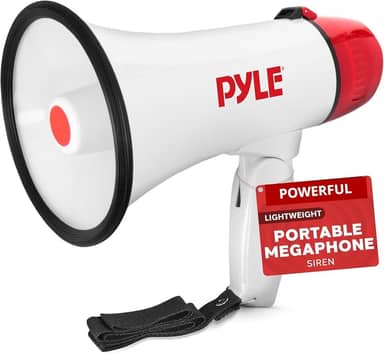 Pyle Alto-falante Megaphone PA Bullhorn – 20 watts, controle de vol ajustável com sirene integrada e alcance de 800 metros – PMP20