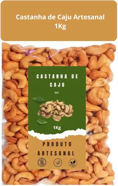 1kg Castanha De Caju Torrada E Salgada Inteira Artesanal