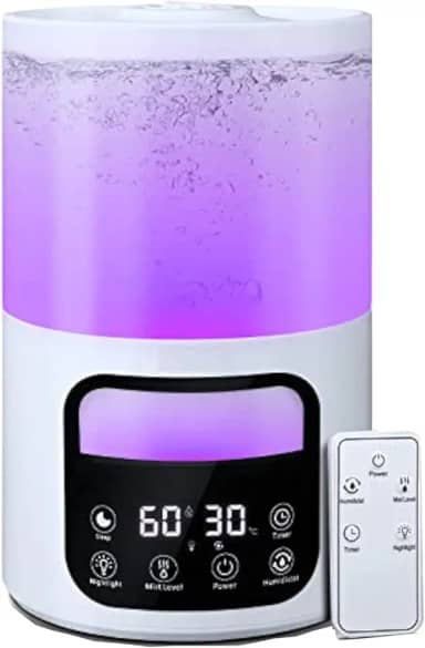 umidificador de ar, tanque de água de 4 litros, filtra impurezas, 7 luzes coloridas, sem BPA, umidificador para bebês, difusor de óleo, para ambientes grandes, plantas, viveiros, Dupla voltagem