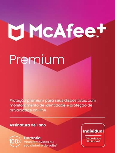 Software antivírus e de segurança da Internet McAfee + Premium Individual para Dispositivos Ilimitados (Windows/Mac/Android/iOS), Assinatura de 1 ano