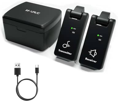 M-VAVE VEDO Sistema de Transmissão Sem Fio Instrumentos Musicais, Baixa Latência <6.7ms, Alcance de 25m ao Ar Livre, Bateria de Longa Duração com até 18h de Uso, Compatível com Guitarra Baixo Saxofone