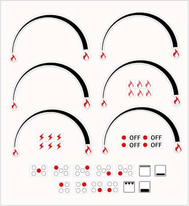 Anel de indicadores de chama, adesivo de fogão, 3 peças, anéis indicadores de chama, etiquetas de fogão, substituição de forno, botão adesivo, símbolos para queimador, fogão, fogão, marcações