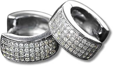 Brinco Unisex "Highstyle" – Cravejado com Zircônias – Semijoia de Luxo em Prata – Brilho Intenso – Acompanha Bolsa de Veludo