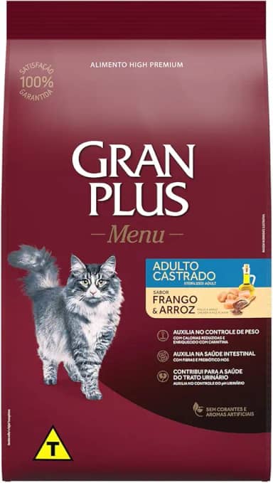 Granplus Ração Para Gatos Castrados Gran Plus Frango E Arroz 3Kg
