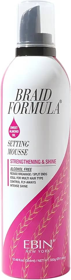EBIN NEW YORK Mousse Fixador Braid Formula (350 G, Óleo De Amêndoa Doce)