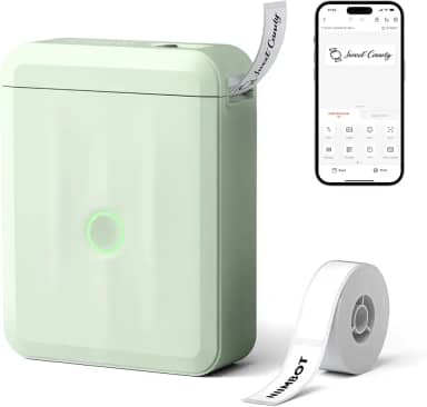 Minimáquina de etiquetar NIIMBOT D110 versão atualizada com fita, impressora térmica Bluetooth portátil, etiquetadora de adesivos com vários modelos, organização de escritório, casa, cozinha, verde