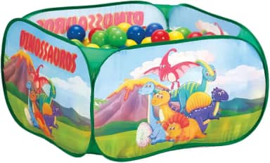 Styll Baby Piscina de Bolinhas com Basket 40 Bolinhas Coloridas Dinossauro Verde