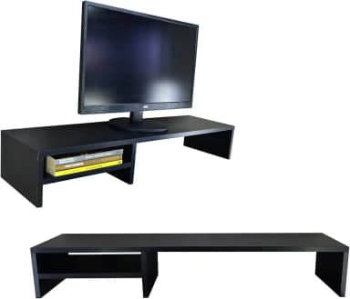 Suporte Para Monitor Elevado Mesa Home Office Setup Gamer Organizador MDF 90cm (Preto)