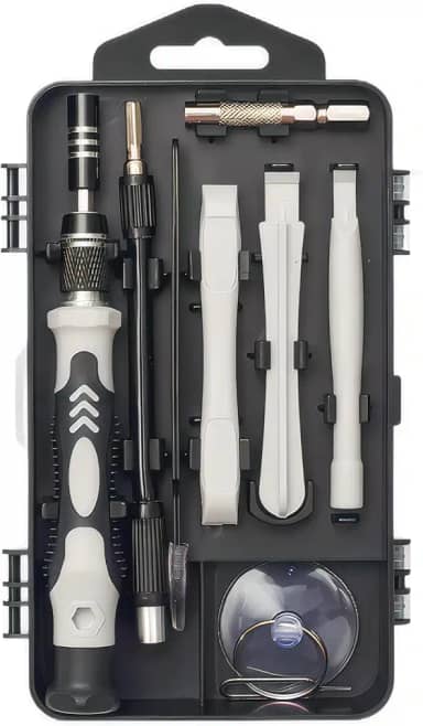 Conjunto de chaves de fenda de precisão, 122 em 1 Kit de ferramentas de reparo magnético eletrônico com estojo para computador de reparo, iPhone, PC, celular, relógio, óculos (cinza)