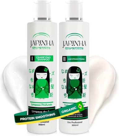 Progressiva Orgânica Japinha Cosméticos Alisamento Sem Formol Profissional Para todos os tipos de cabelos Tratamento Antifrizz Desmaia Cabelo Semi Definitiva - 2x300ml