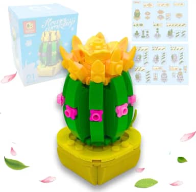 Conjunto de Blocos de Montar Flor Decorativa 129 Peças – Brinquedo Educativo de Construção Criativa com Peças Compatíveis, Design Floral e Cores Vibrantes (Hi-Hwa-Yu)