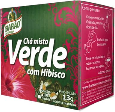 Chá Verde com Hibisco - Barão de Cotegipe -10 Sachês
