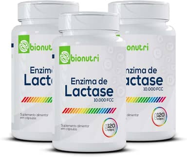 Kit 3x Enzima Lactase Premium 10.000 Fcc 120 Cápsulas Intolerância a Lactose Bionutri
