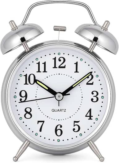 Relógio de Mesa Vintage Antigo Clássico Despertador Com Luz Led Noturna Em Metal Analógico MCL Distribuidora