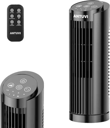 Ventilador da Torre Mini 32cm/13'', Ventilador de Secretária, Controle Remoto, Velocidade Ajustável, Temporizador, Economia de Energia, Preto 127V