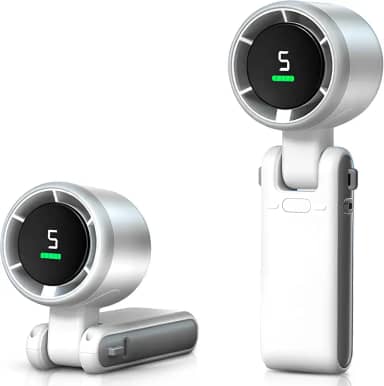 Ventilador Portátil Recarregável AQWS - Mini Ventilador Sem Fio Dobrável com Display Digital, 5 Velocidades de Vento, Ventilação Eficaz - Ideal para Casa, Escritório e Atividades ao Ar Livre