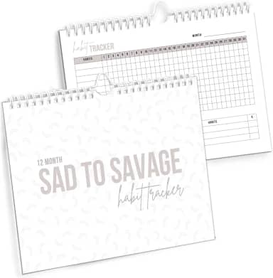 SAD TO SAVAGE Habit Tracker por Shelby Sacco – Diário diário de hábitos com afirmações e material educacional no ciclo de hábitos para criar hábitos para melhorar sua vida