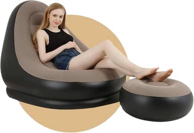 Poltrona Inflável Rápido Portátil Com Banco De Apoio Para Os Pés